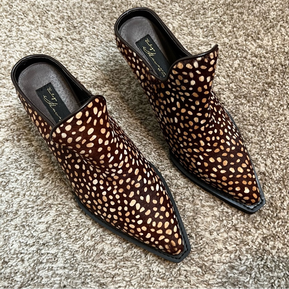 Vintage Havana Dante Spotted Brown Block Heel Ankle Boots Size 7.5